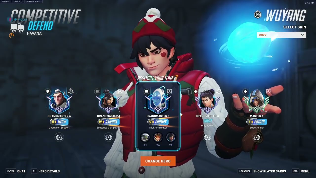Вайолет доказывает, что Вуян по-прежнему имба! Брижит + Вуян, Overwatch 2, 20 сезон, топ-500
