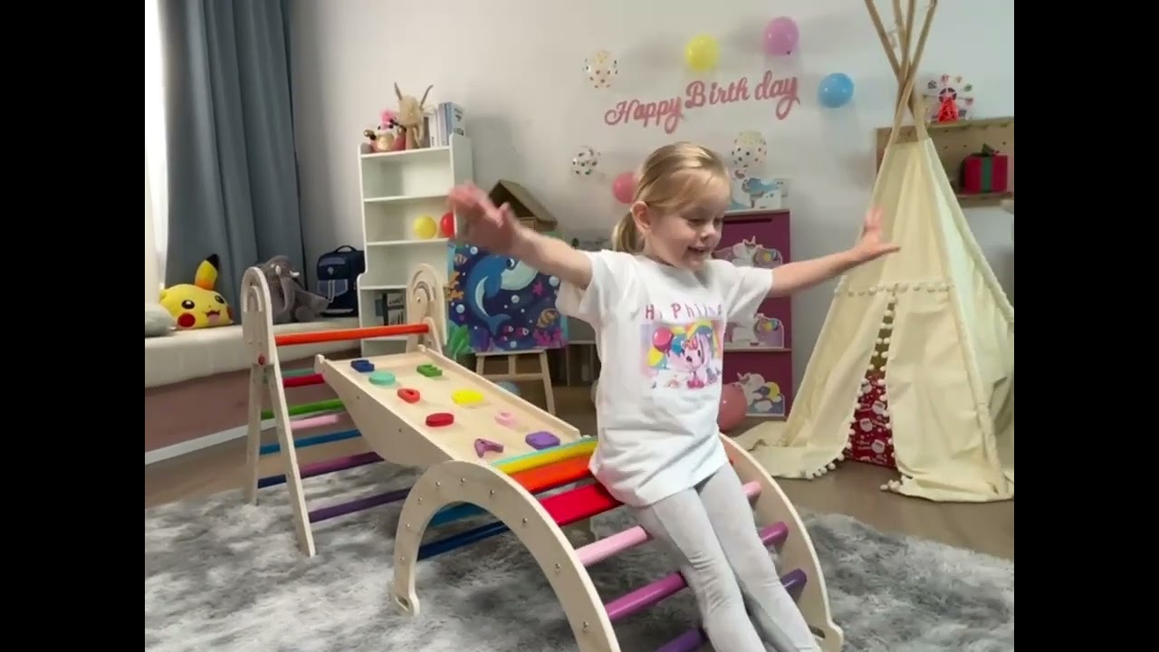 Philnas 9-in-1 Pikler Triangle Set Climbing Toy, Indoor Jungle Gym for Kids Learning Through Playing