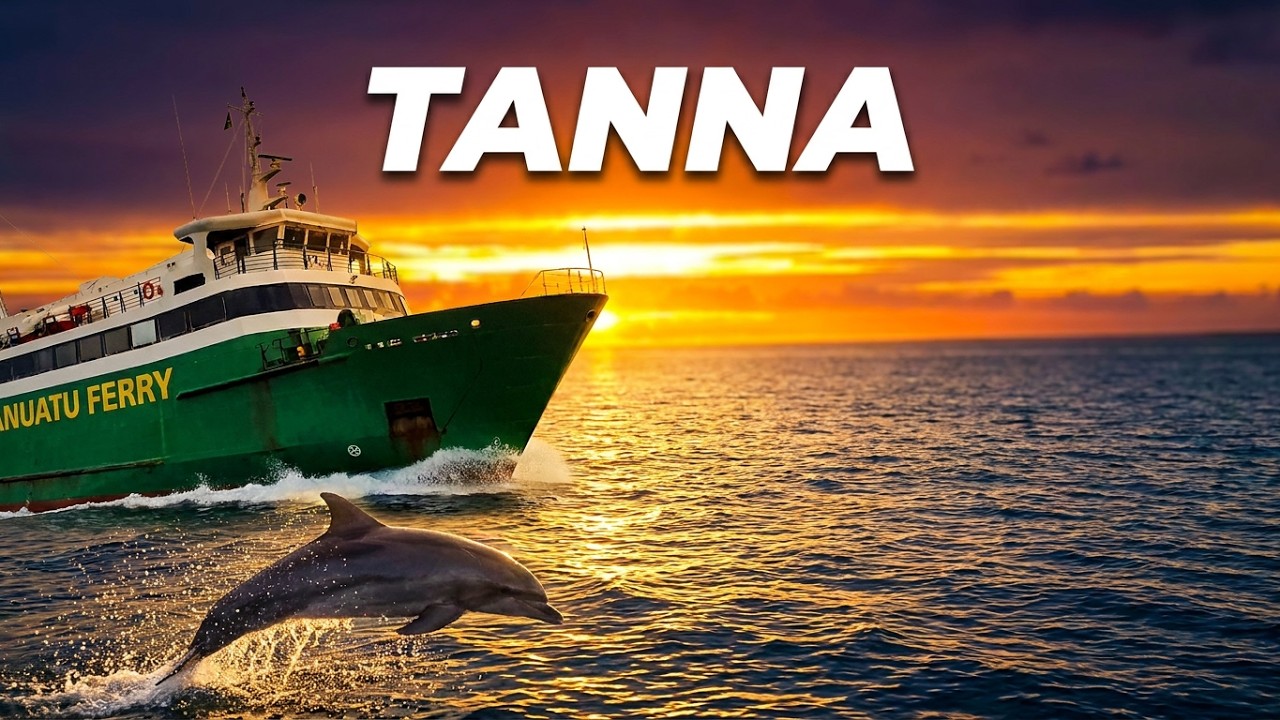 Trip to Tanna by ferry. beautifull sunet. Dolphines welcome people to Tanna