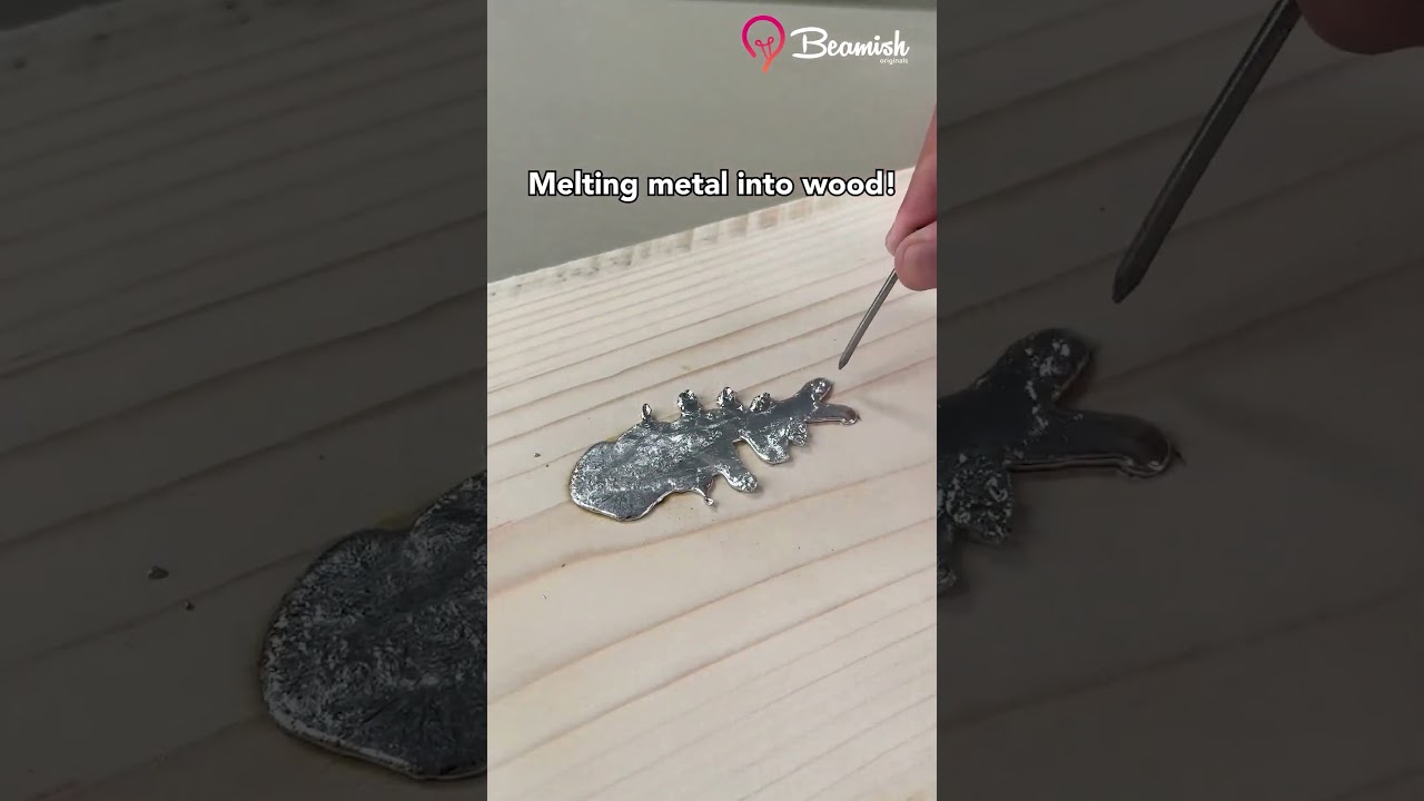 Melting metal into wood! #melting #wood #hacks