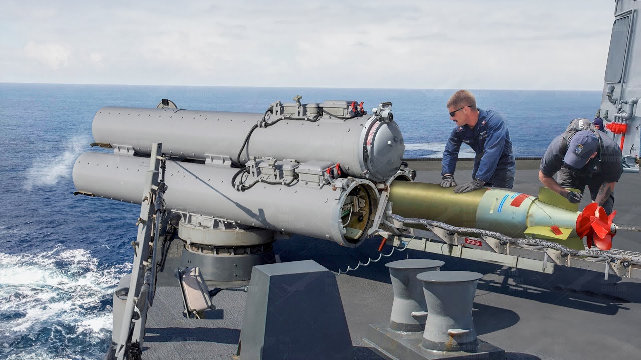 US Navy Sailors Reload Scary Million $ Torpedo To Shoot Ship Targets