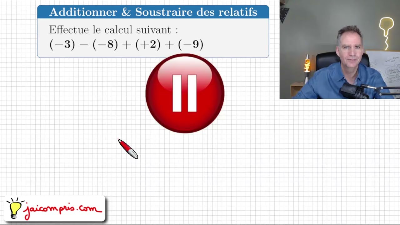 Exercice ♦ Additionner & soustraire des nombres relatifs ● (–3) – (–8) + (+2) + (–9) ♦ Quatrième