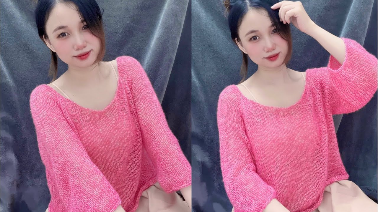 Knitting Sweater | Đan áo len cổ tròn tay dài form rộng nhanh và đơn giản