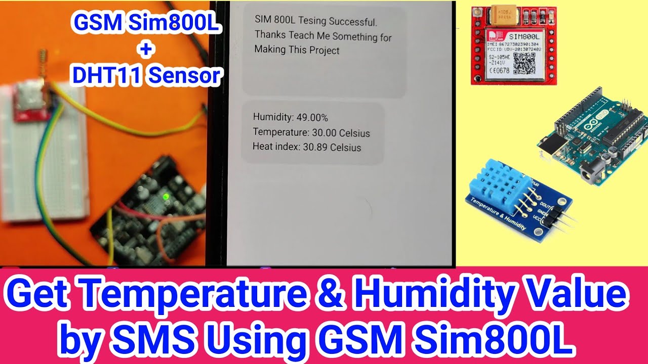 GSM Sim800L With DHT11 Sensor SMS Temperature and Humidity Using DHT Sensor And SIM800L by Calling