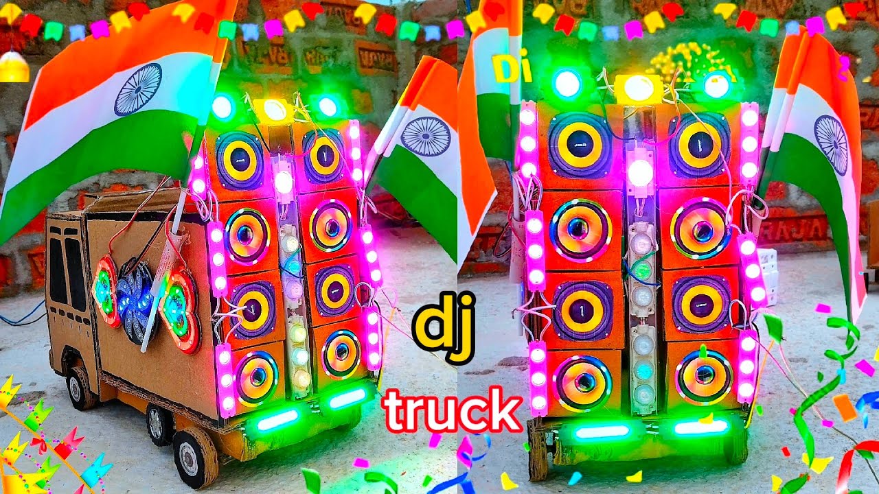 Mini DJ Truck LoadingTrolley 15 August Special DJ Light Deshbhakti Decoration Setup Big Dj Light 