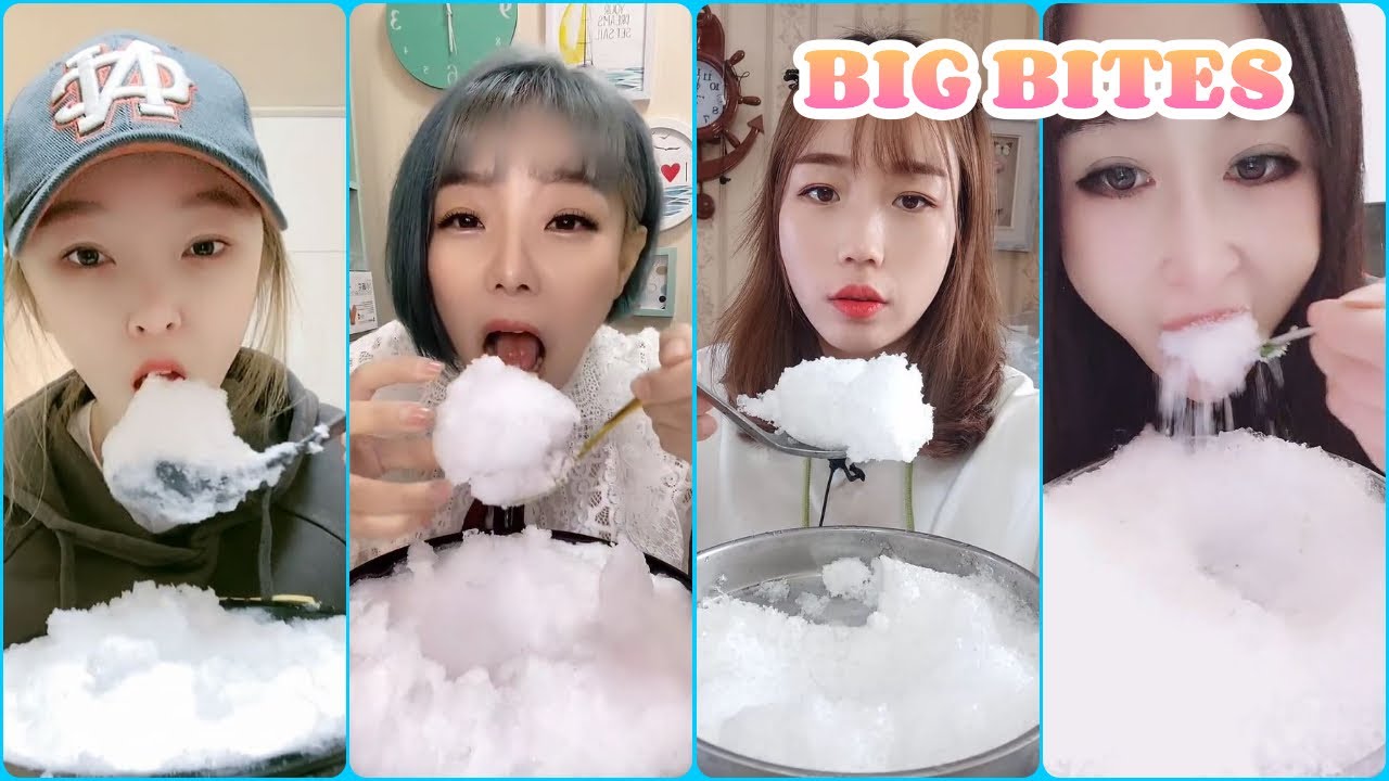 얼음ASMR 얼음먹방  WHITE SHAVED ICE SOFT BIG BITES EXTREME CRUNCHY POWDERY ICE EATING ASMR 【咀嚼音】P118