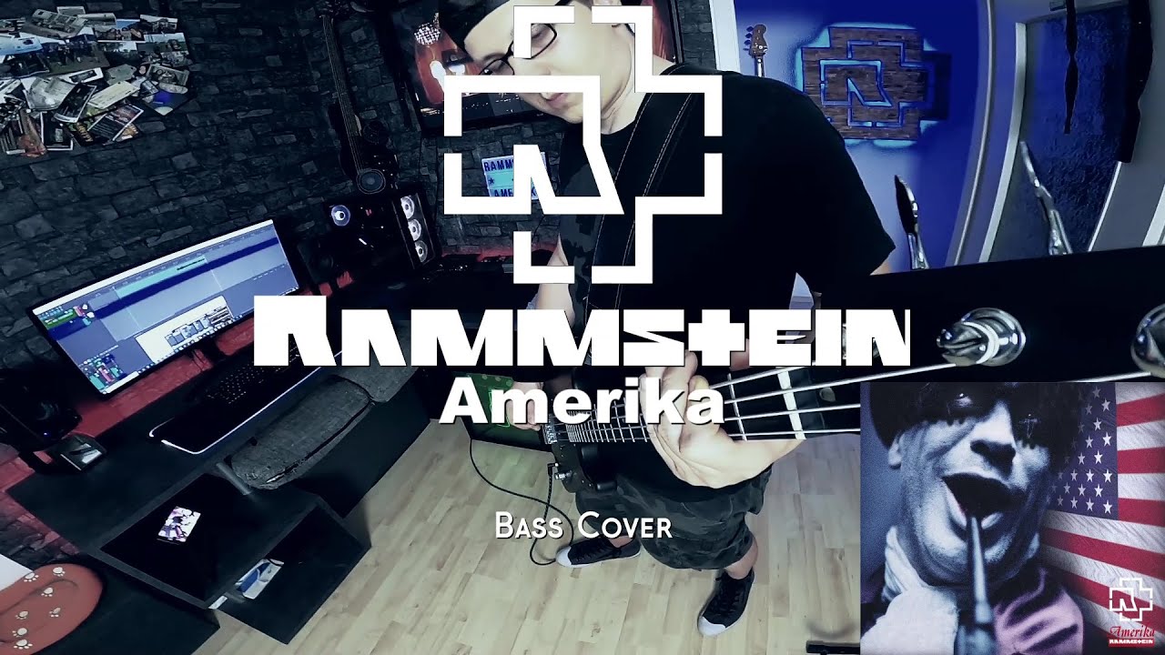 Rammstein- Amerika (Bass Cover w/Tabs& Lyrics), (Völkerball, live in Nimes 2005)