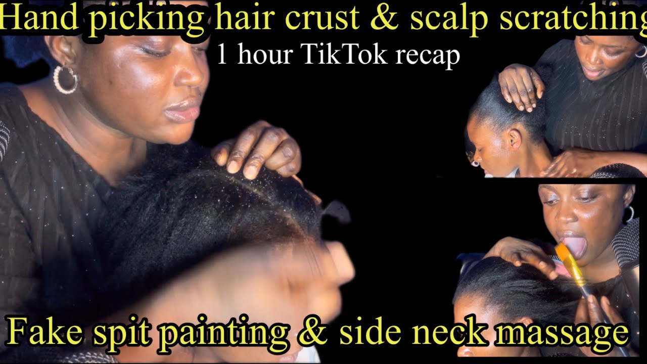 Asmr ✨Soft whisper hair crust picking, scratching, fake spit painting and scalp massage