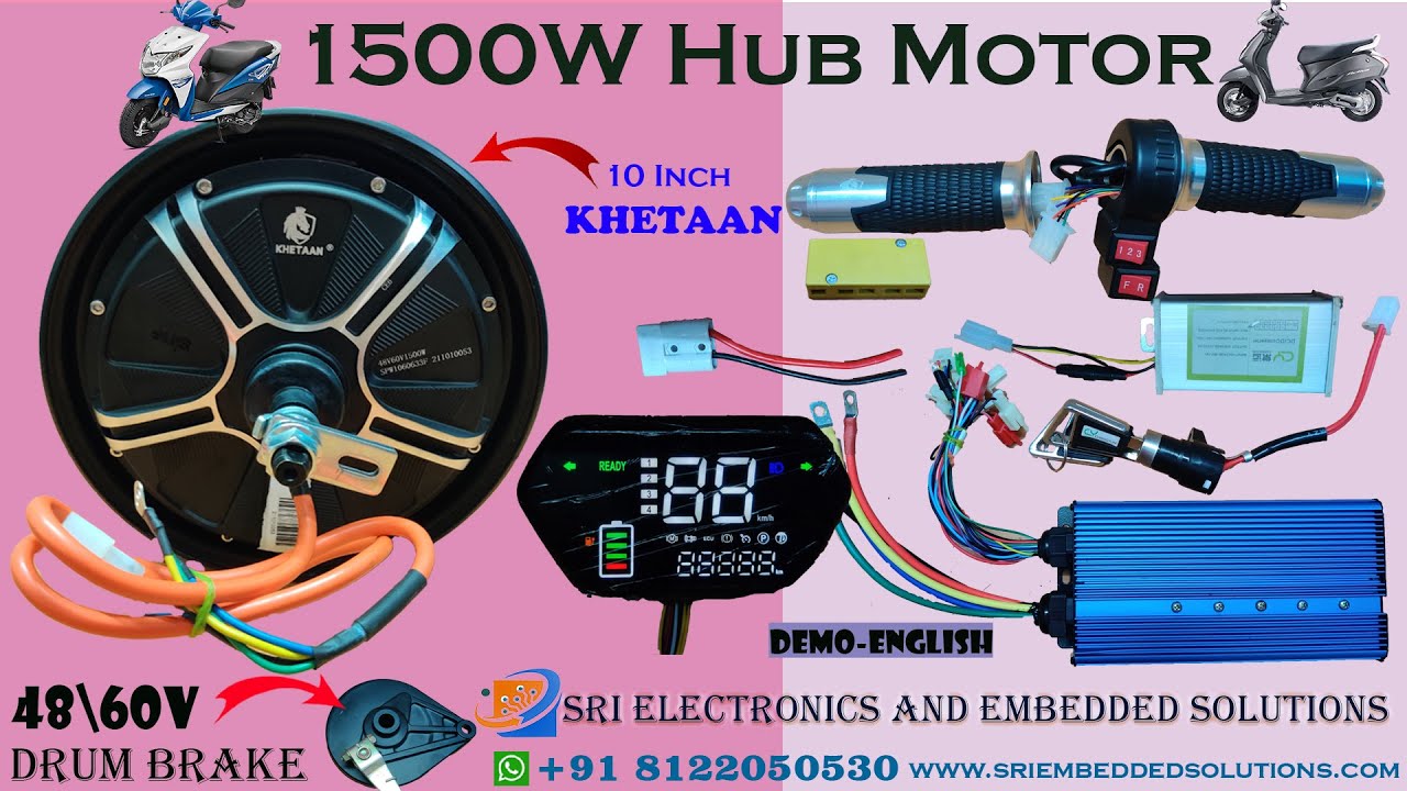 48/60v 1500w Hub motor Petrol to Electric Bike kit- Hybrid for Activa - Full Demo -English Version
