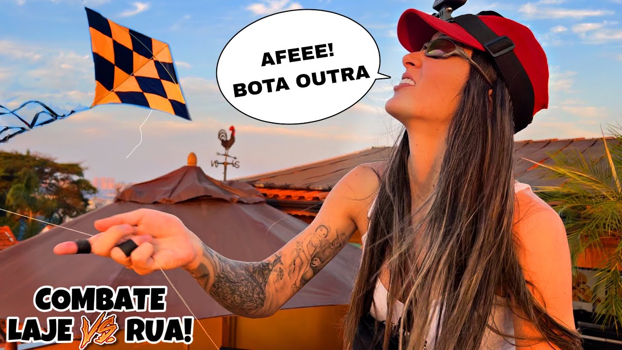 Rafa Pipeira e Seus Amigos Limpando o Céu da Laje c/ Pipa Peixinho Quadriculado no Combate de Bairro