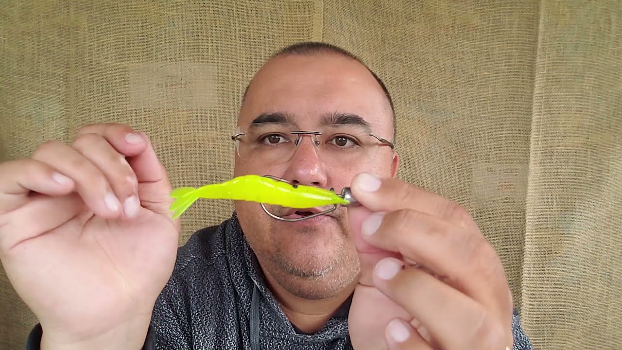 Como iscar o camarao  artificial no anzol  offset + dica extra