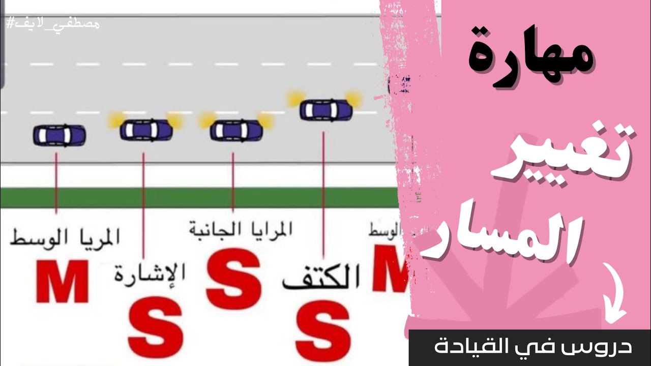 21  - تعليم  قيادة السيارة  درس [  مهارة تغيير المسار - الانتقال  ]