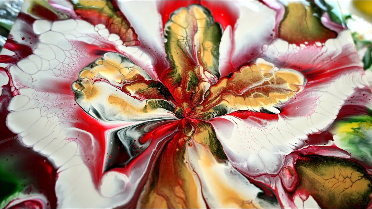 (600) FLOWER dip with ZIP LOCK BAG ~ Simple ACRYLIC POUR flower painting ~ Fluid art technique