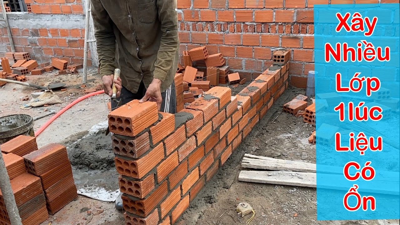 kĩ năng xây tường nằm gạch 6 lỗ nhanh,phẳng, đẹp của thợ nông thôn