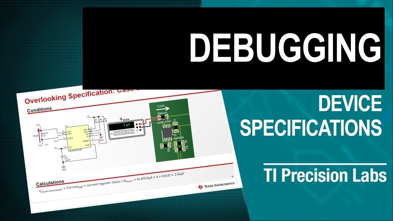 Debug a current shunt monitor: Overlook device specs
