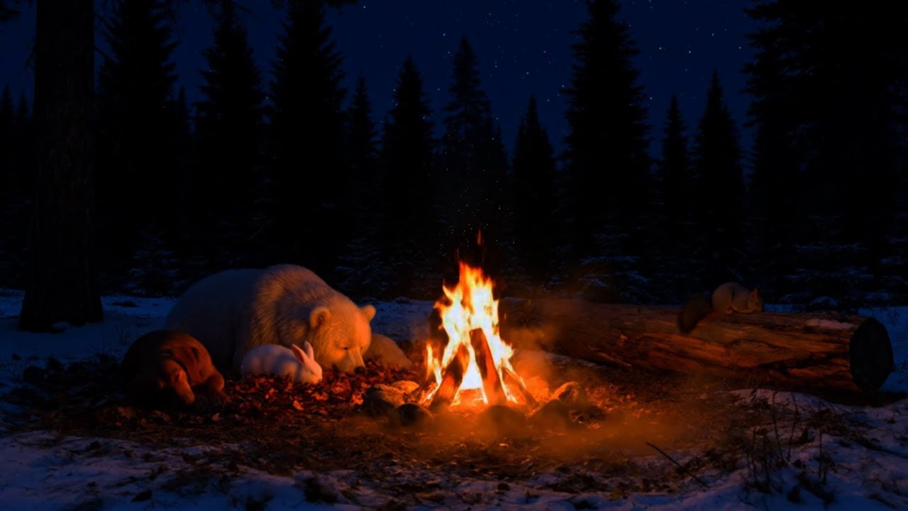Relaxing Campfire Night Ambience for Deep Sleep, Anxiety Relief, Focus & Meditation