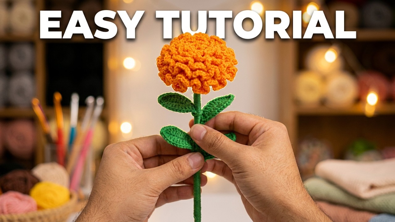 🧡 Cómo tejer una FLOR de CEMPASÚCHIL a CROCHET 🧡 | TUTORIAL | HOW TO CROCHET A MARIGOLD FLOWER 🦊