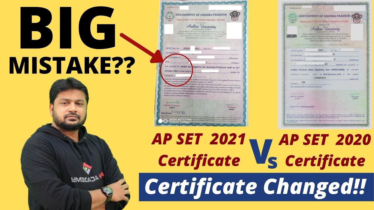 AP SET 2021 Certificate Patter and Changes | BIG Mistake ??