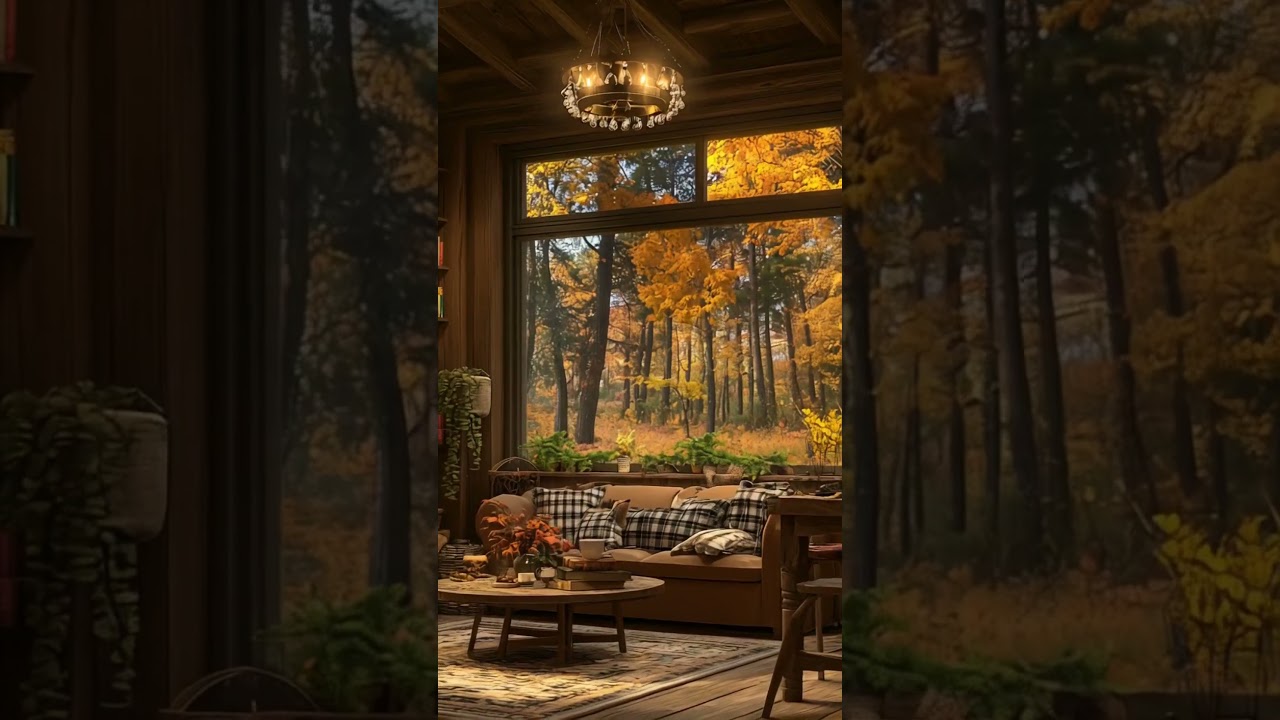 Autumn Jazz Vibes at Cozy Forest View Coffee Shop 🎷 Relaxing Music Ambience