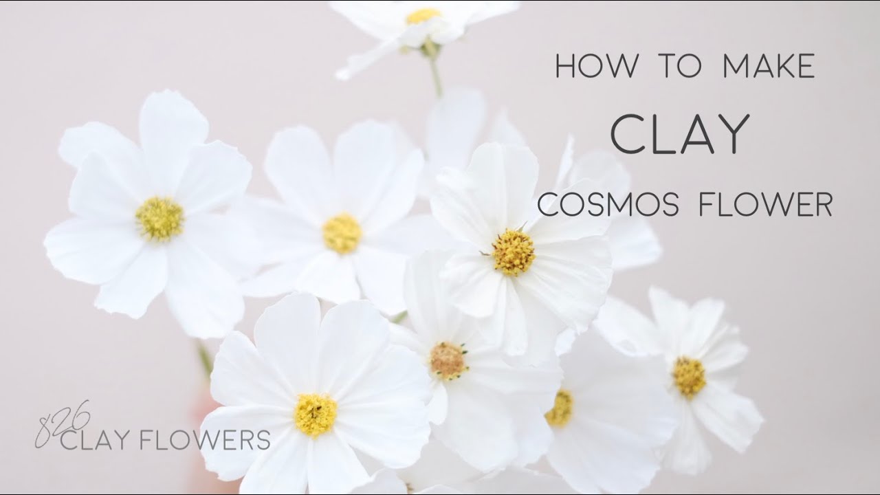 How to make clay cosmos flower!ダイソーの粘土でコスモスを作る方法。