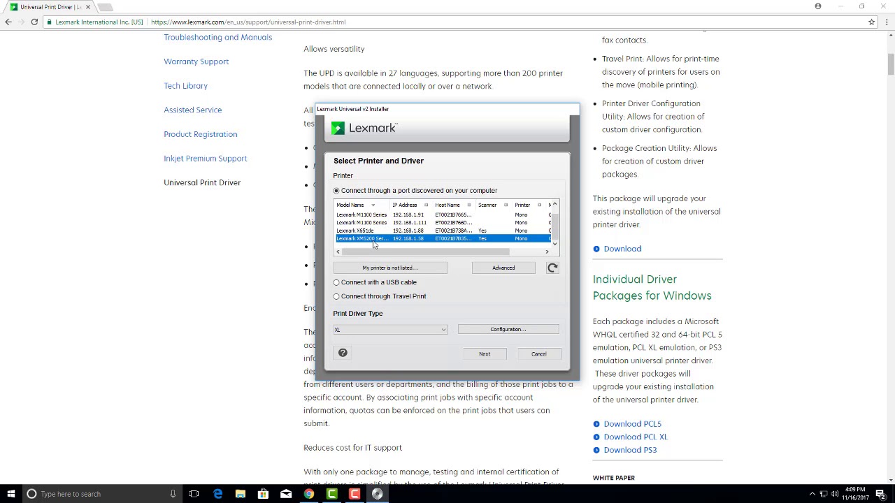 Downloading and Installing Lexmark Driver