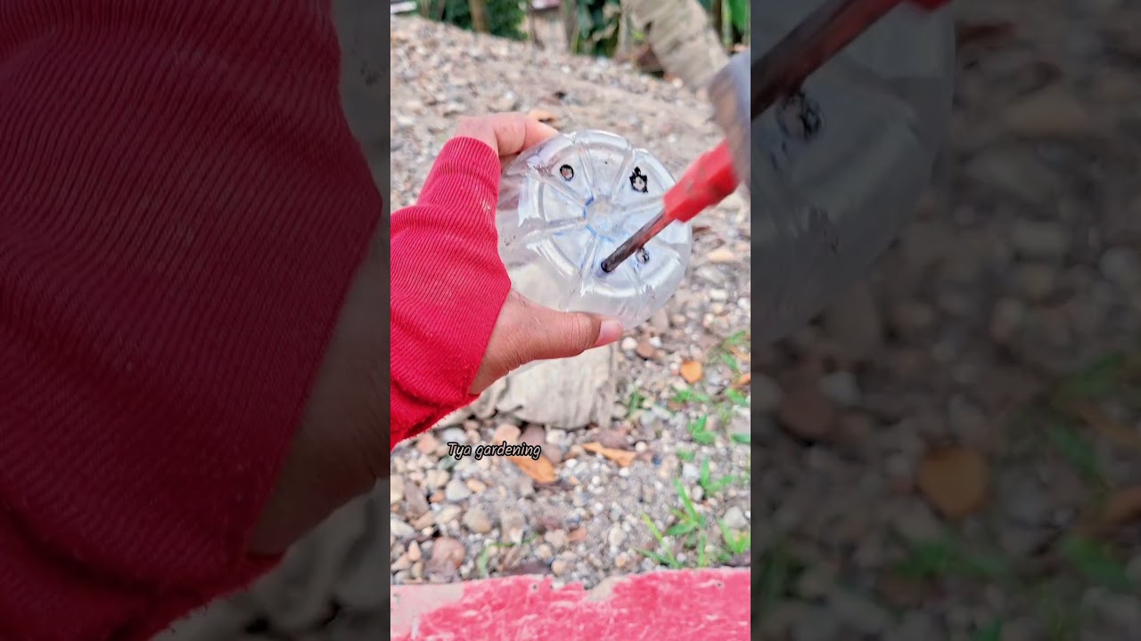 making hanging pots from used mineral water bottles  