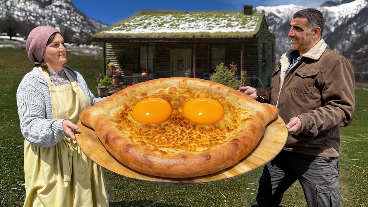 Making a Huge Khachapuri in the Mountains | Village Life