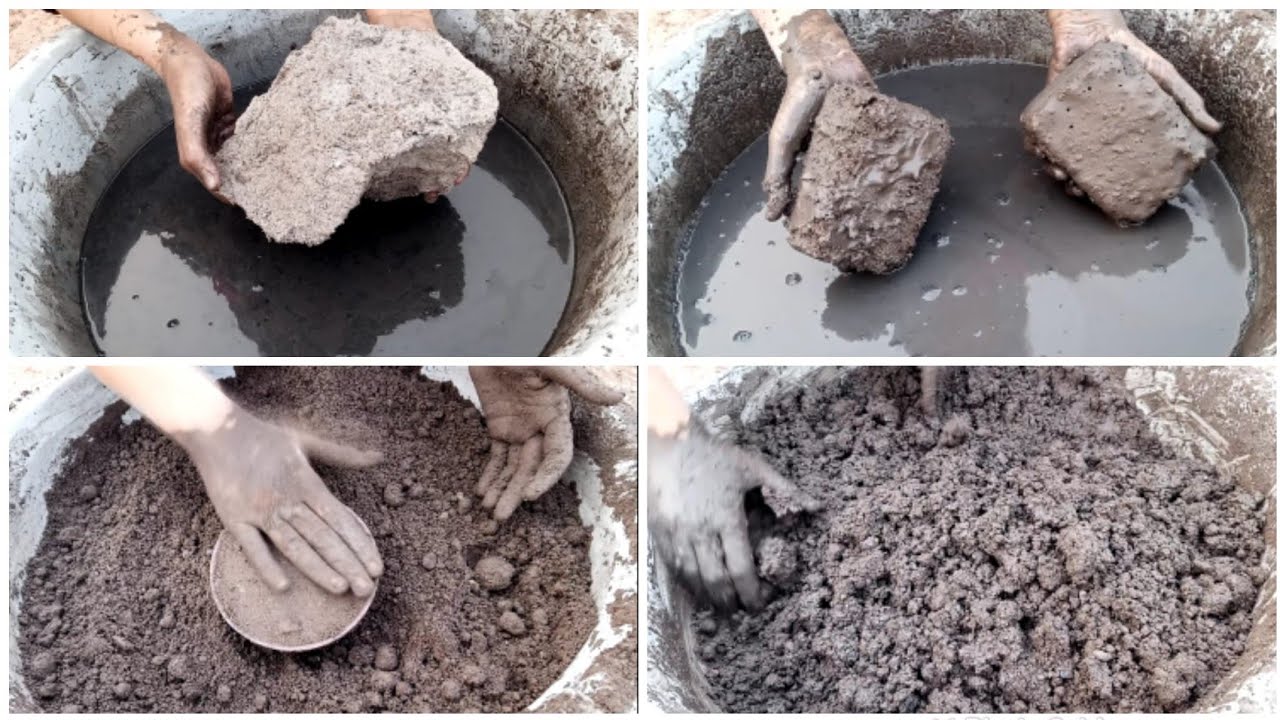 Black Sand cement chunks and biscuits crumbling in water +dip so mouthwatering satisfying video💦💧🥀♥️