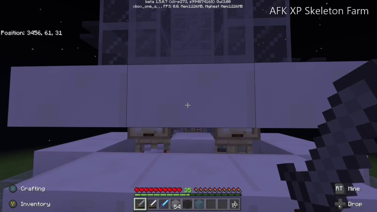 Minecraft - AFK XP Skeleton farm with Aquatic bubble mob elevator