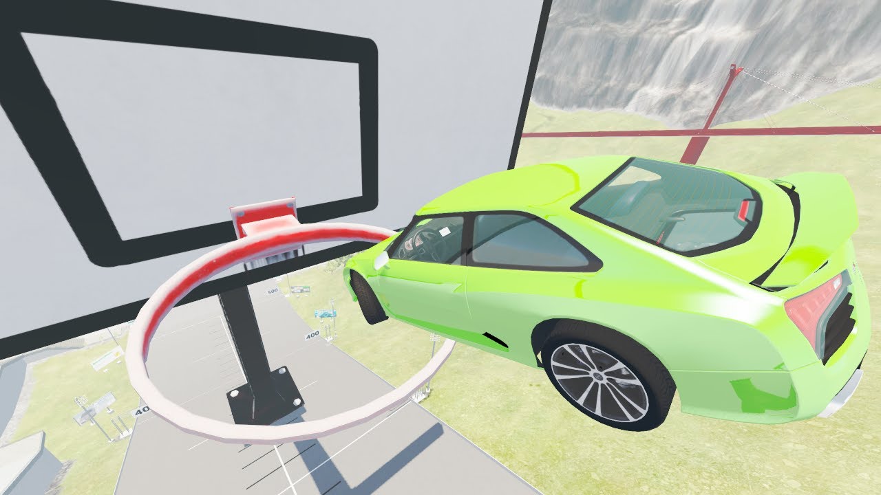 CARS JUMPS THROUGH BASKETBALL HOOP #1 - BeamNG.Drive CRASHES