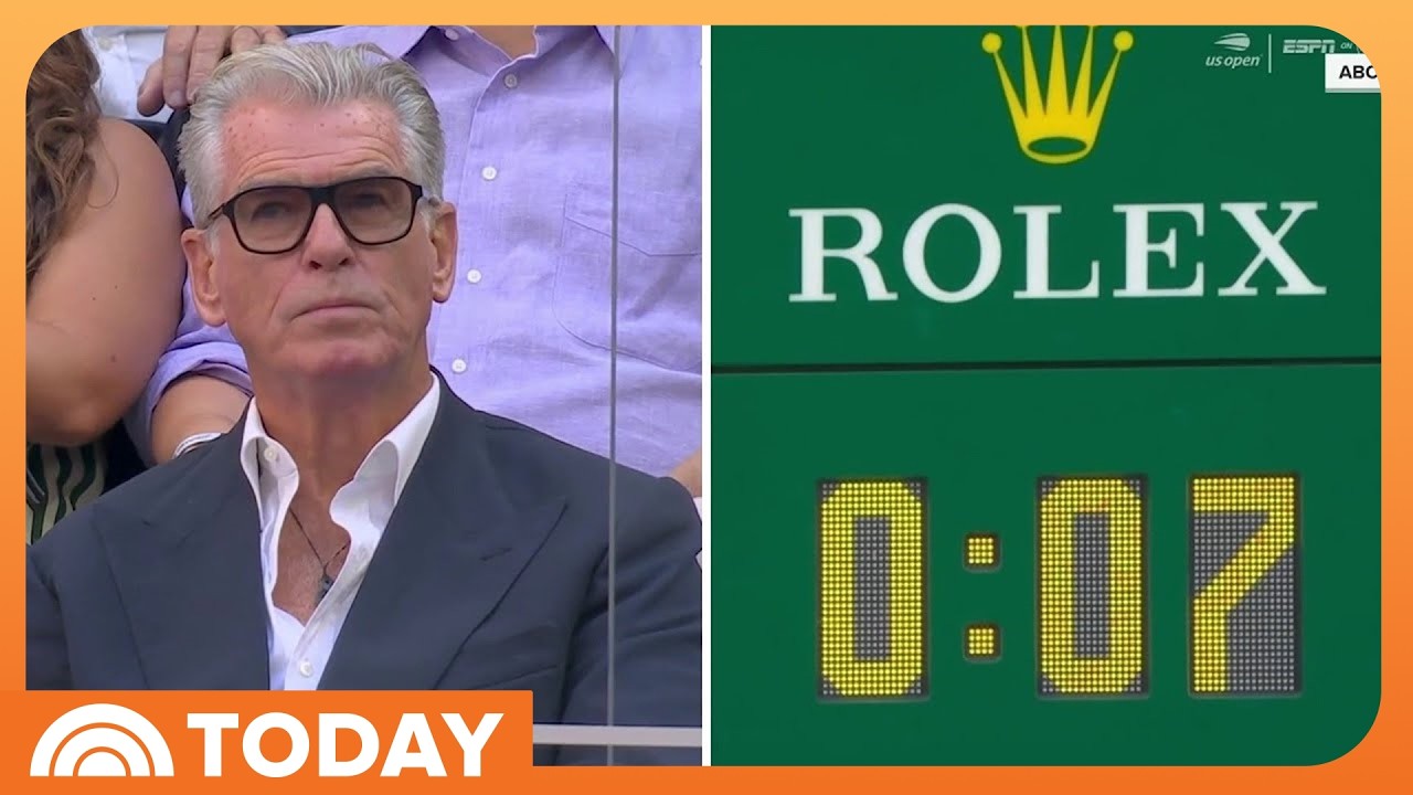 US Open Cameraman Cuts to Pierce Brosnan at 0:07 Into Match