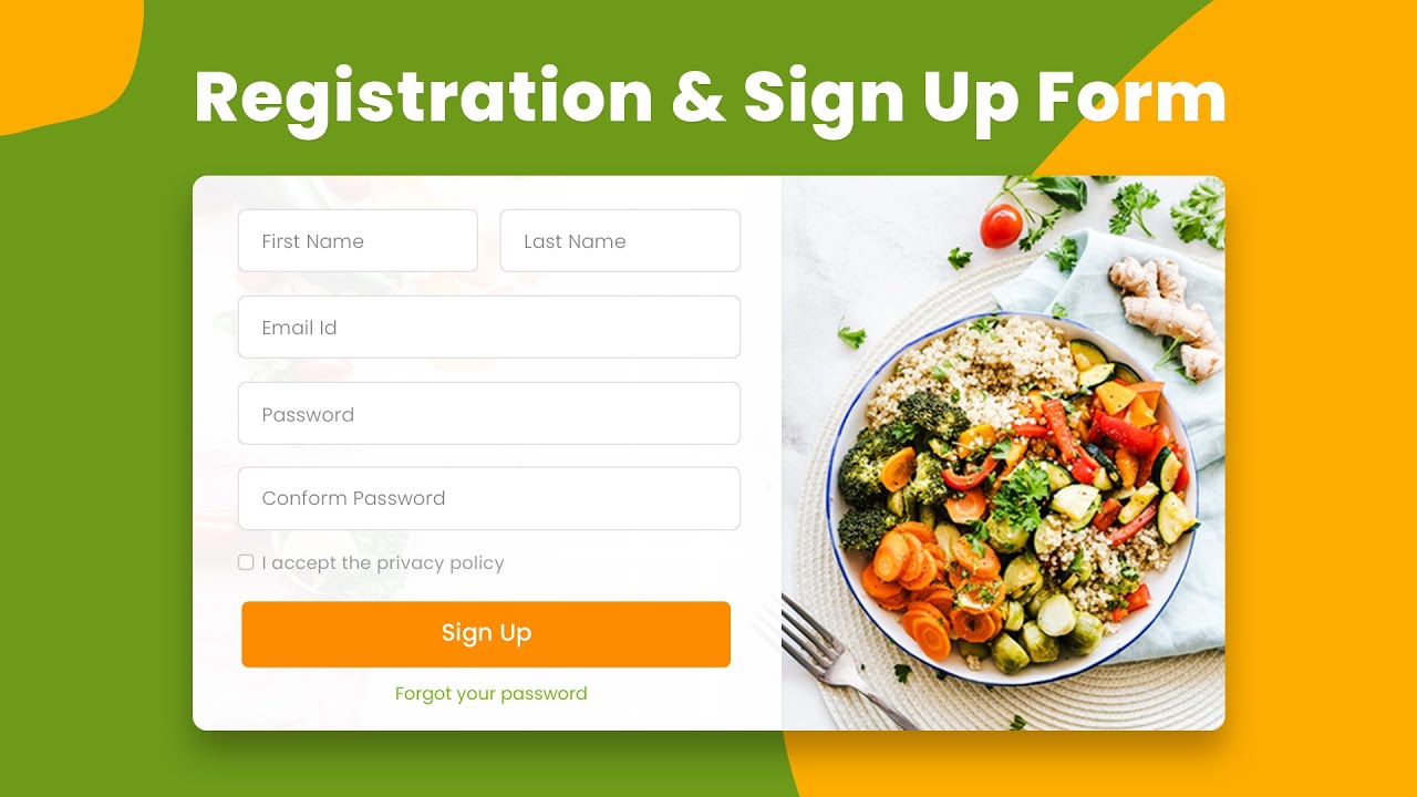 Registration Form Design | Sign Up Form | Contact Form in Photoshop