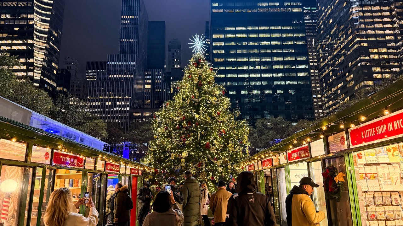 Bryant Park Christmas Tree Lighting 2025 🎄 NYC Winter Village Holiday Magic