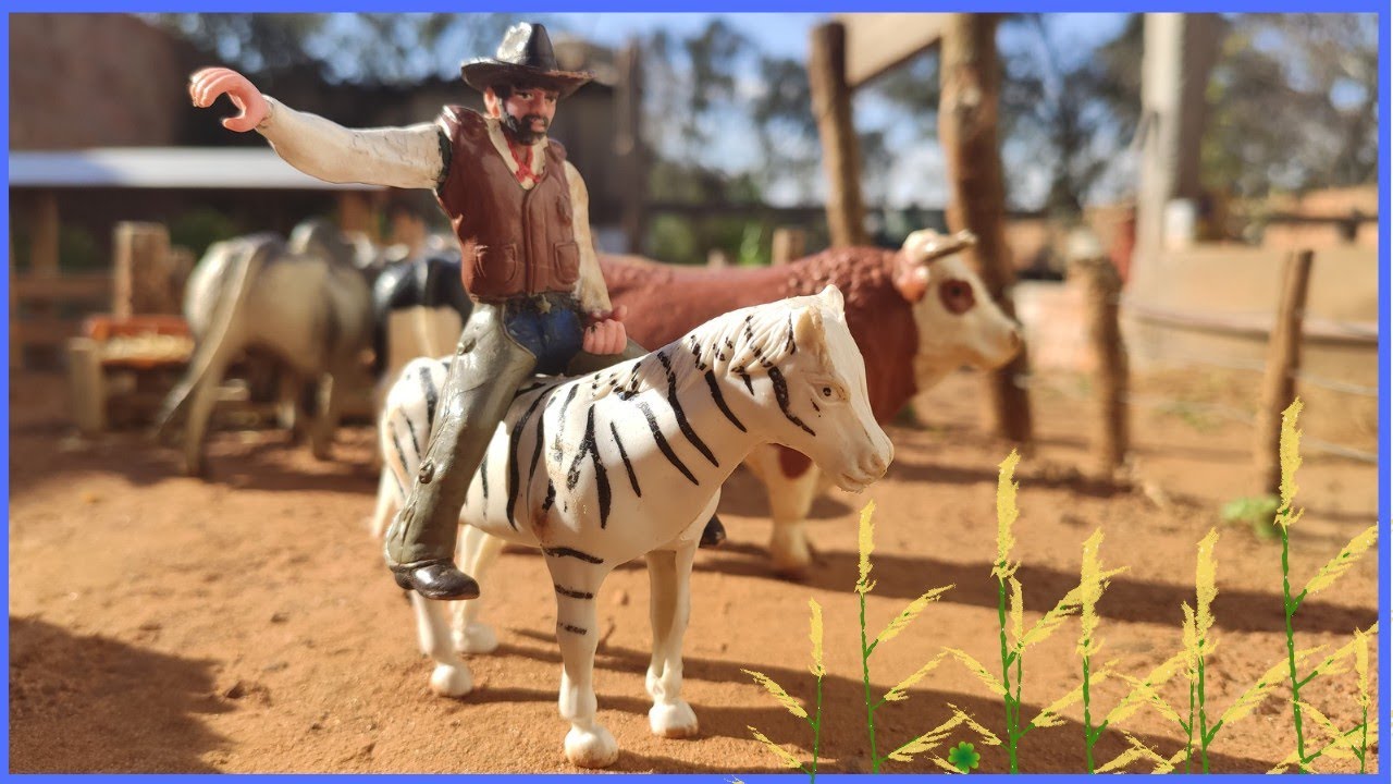 Fazenda de brinquedo MONTANDO EM UMA ZEBRA SELVAGEM
