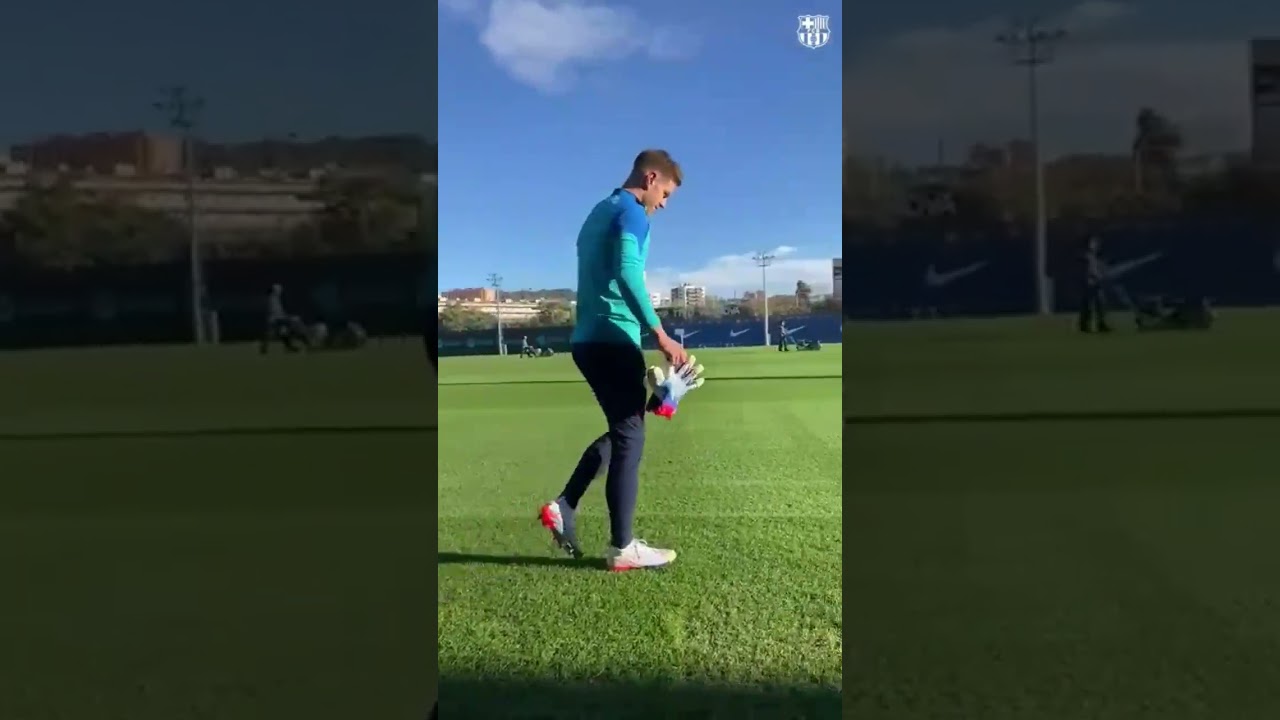 Ter stegen de retour &agrave; l'entra&icirc;nement du FC Barcelone #fcbarcelone #actubarca