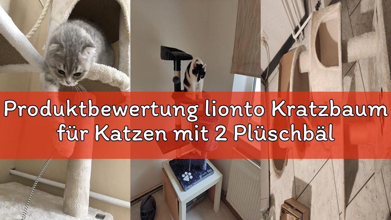Produktbewertung lionto Kratzbaum für Katzen mit 2 Plüschbällen & Spielseil, Höhe 112 cm, Katzenbaum