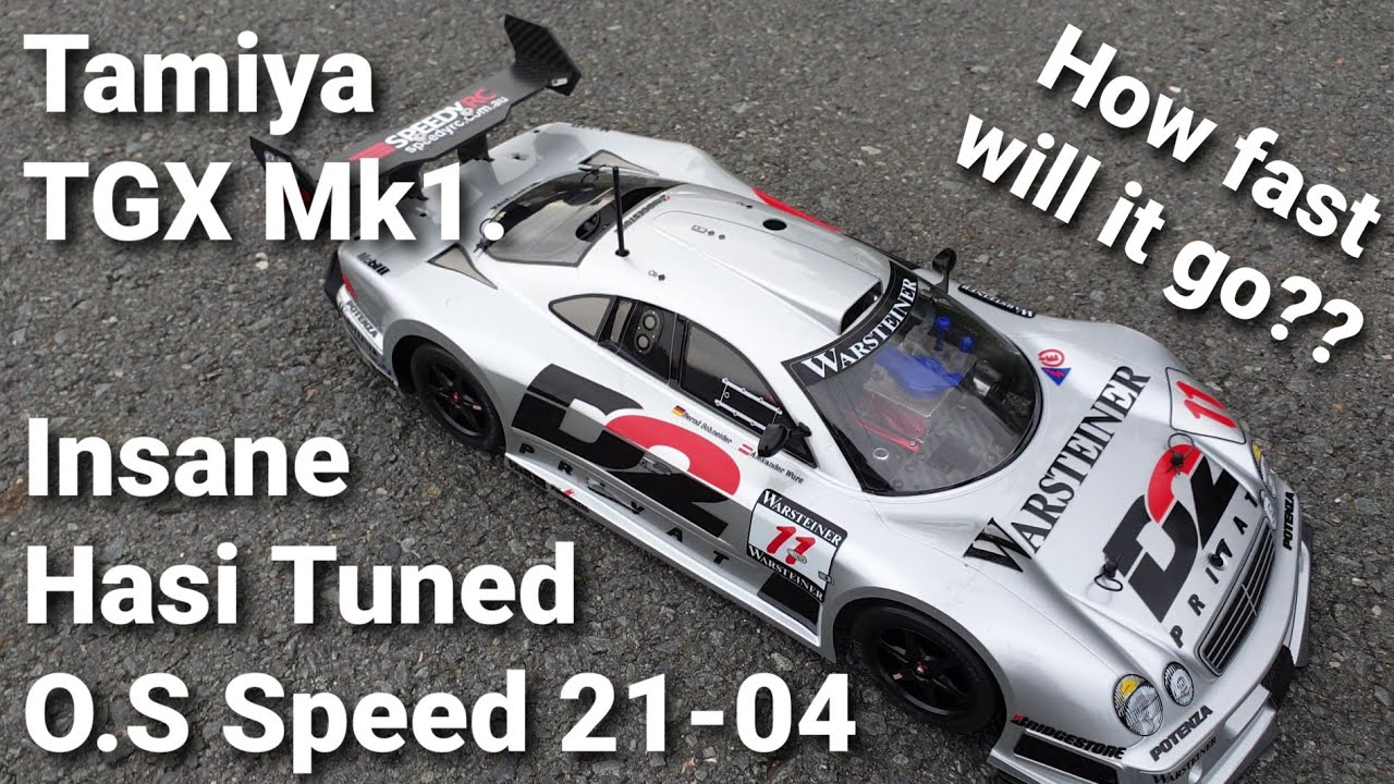 Highly modified Tamiya TGX mk1 speedrun car w/Hasi tuned O.S Speed 21-04, insane power! CLK GT-R