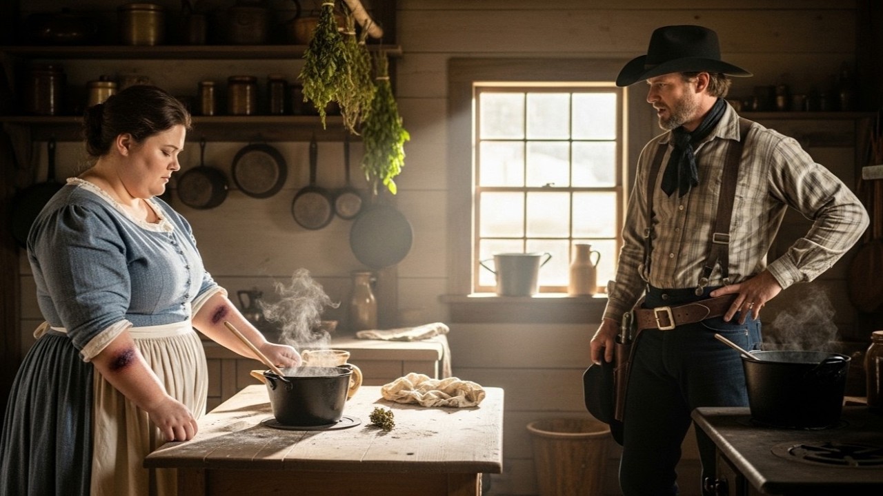 „Znajdę lepszą kucharkę” — powiedział kowboj, a potem zauważył siniaki na swojej otyłej kucharce