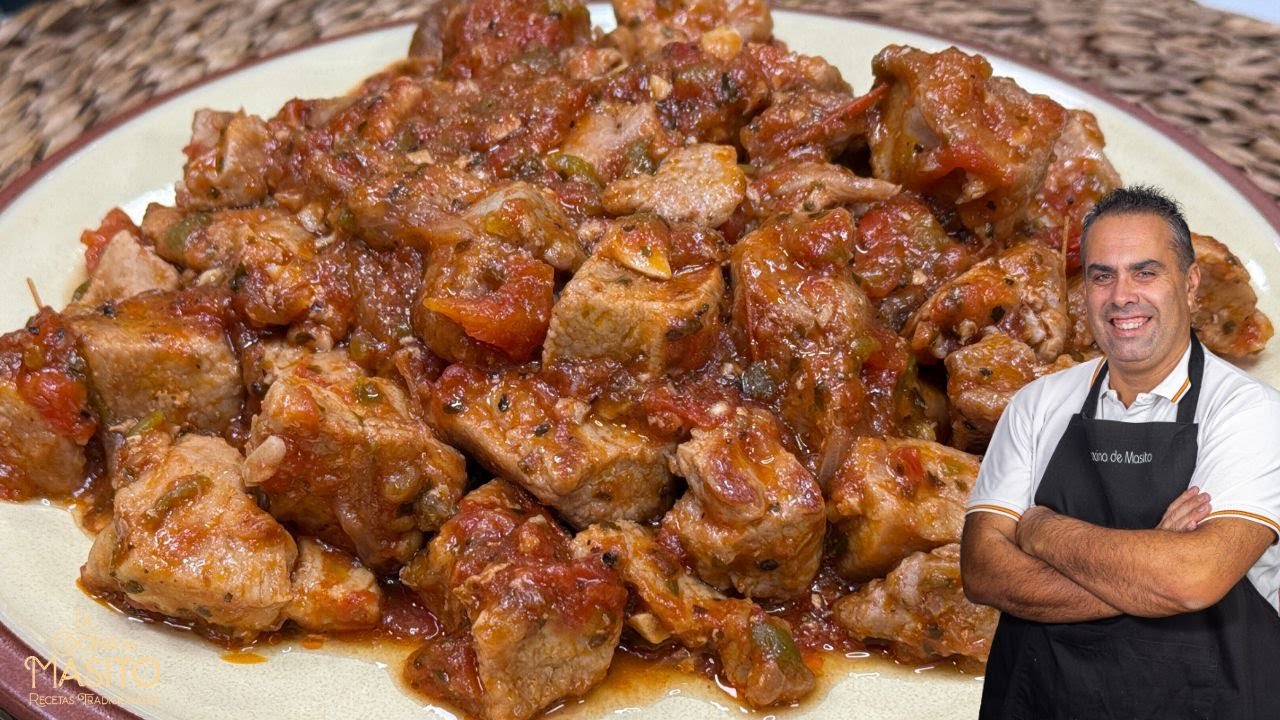 Mi receta de Magro de cerdo con salsa de tomate y pimientos