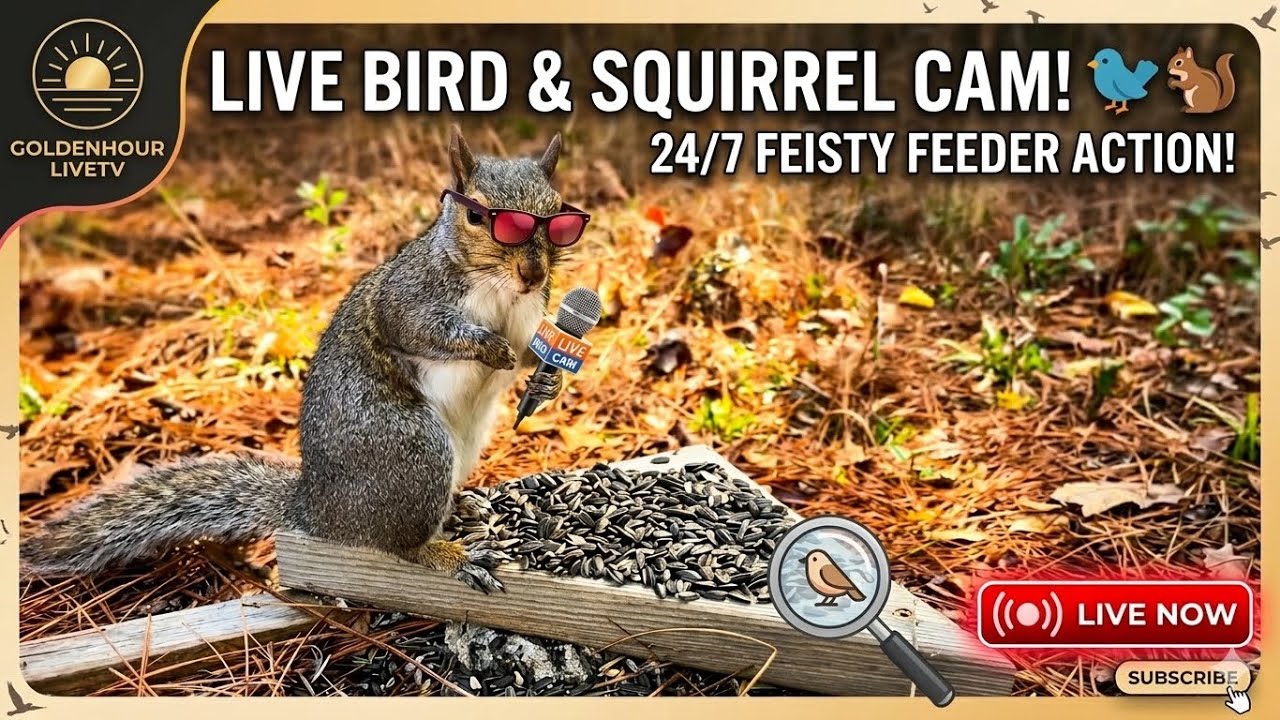 🔴 LIVE Squirrel 🐿️ Feeder Cam | Relaxing Backyard Birds & Nature Sounds 🐦
