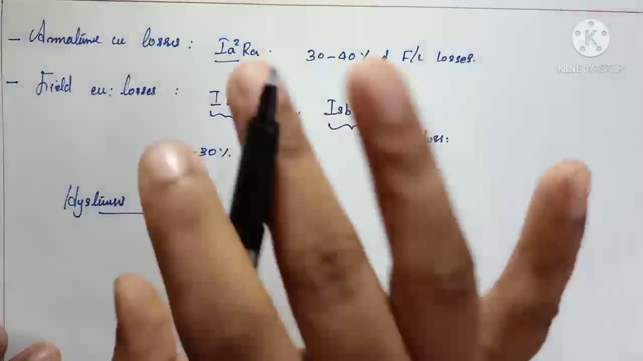 Losses in DC Machines - Copper losses, iron losses, mechanical losses etc....