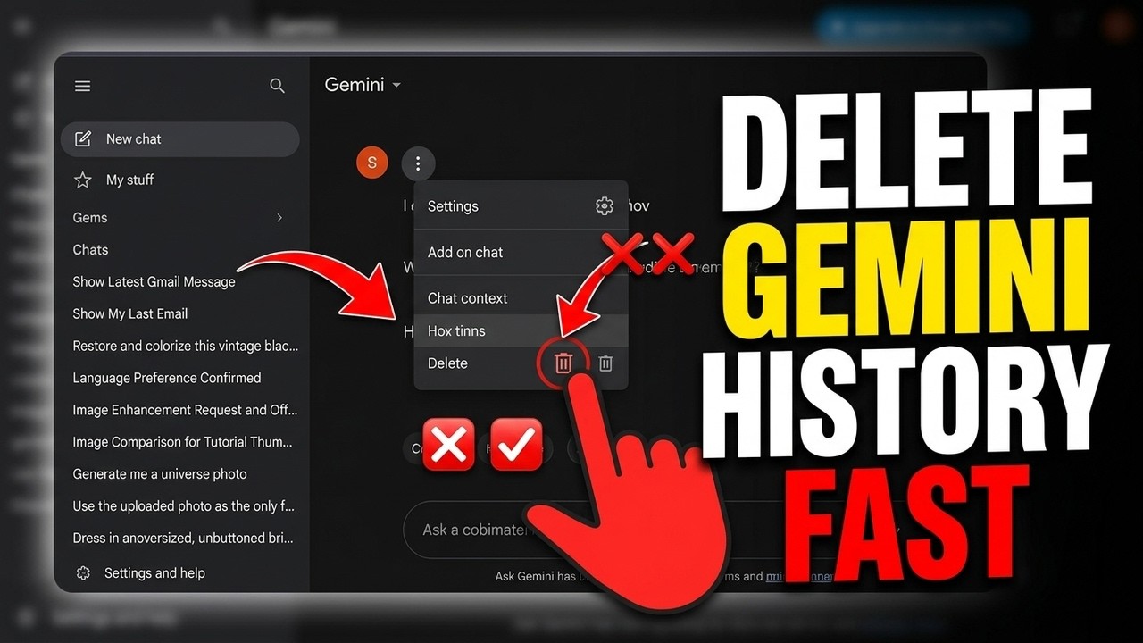 How to Delete Gemini Chat History (2 EASY Ways) 🔥 | Clear Gemini AI History Fast
