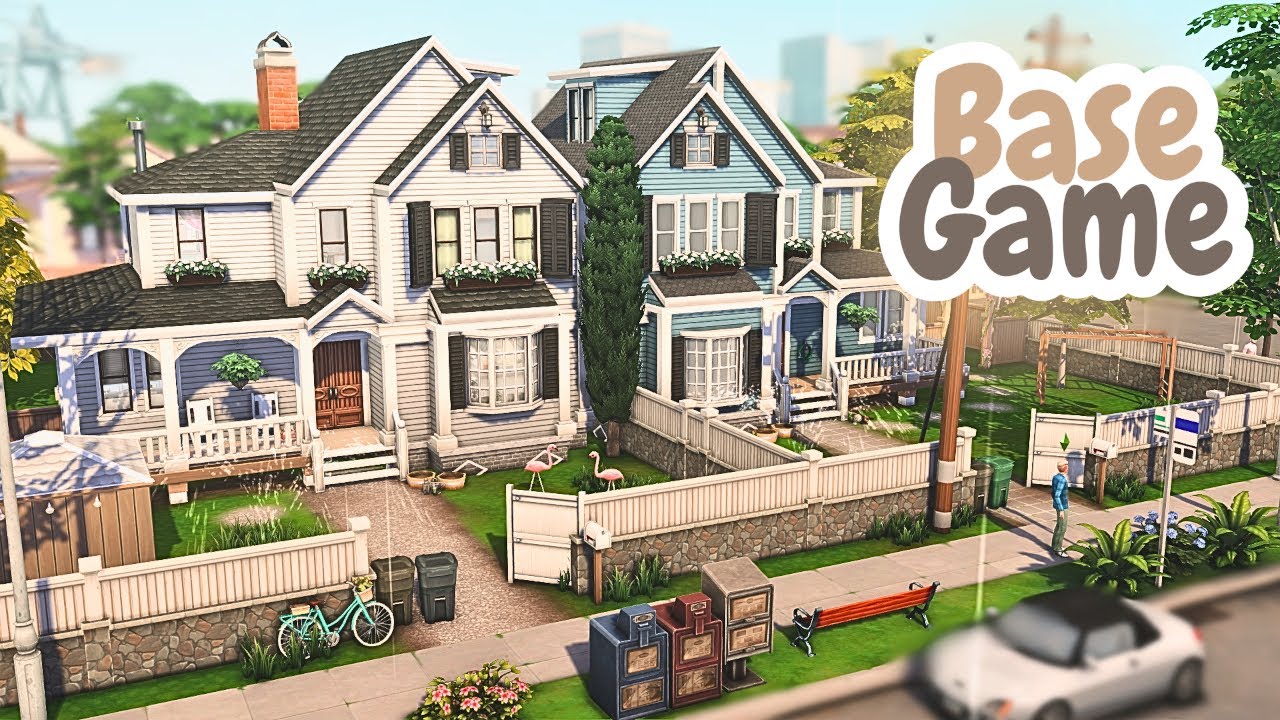 Basegame Twin Houses 🏡🏠| The Sims 4 - Speed Build (NO CC)