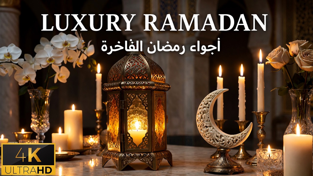 Serene Ramadan Nights 4K 🌙 Candlelit Luxury + Soothing Arabic Instrumental
