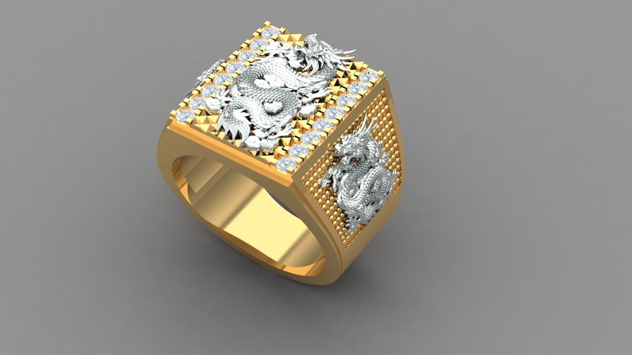 Vẽ nhẫn nam gắn rồng sang gì đâu - matrix 3D (Drawing a dragon design on a men's ring)