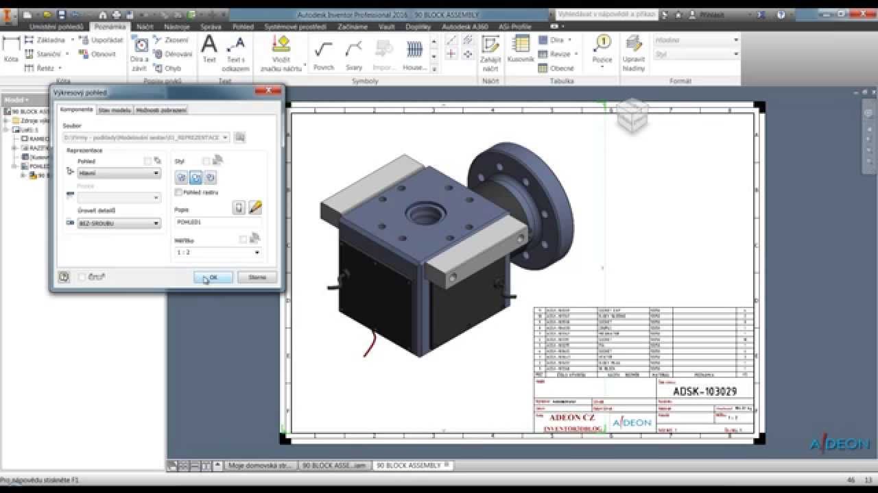 Autodesk Inventor n&aacute;vod &ndash; Filtr kusovn&iacute;ku pomoc&iacute; pohledov&eacute; reprezentace