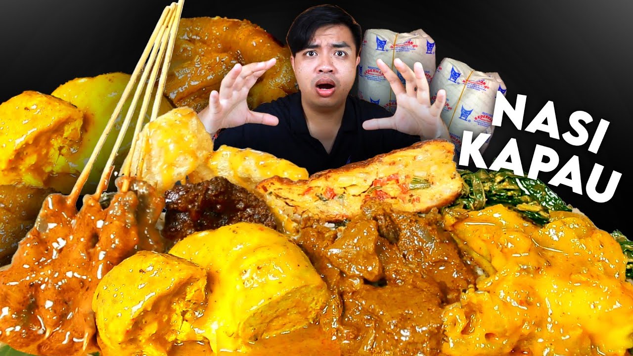 MUKBANG NASI PADANG KAPAU PAKAI SEMUA LAUK TAMBUSU, GULAI TUNJANG, CINCANG