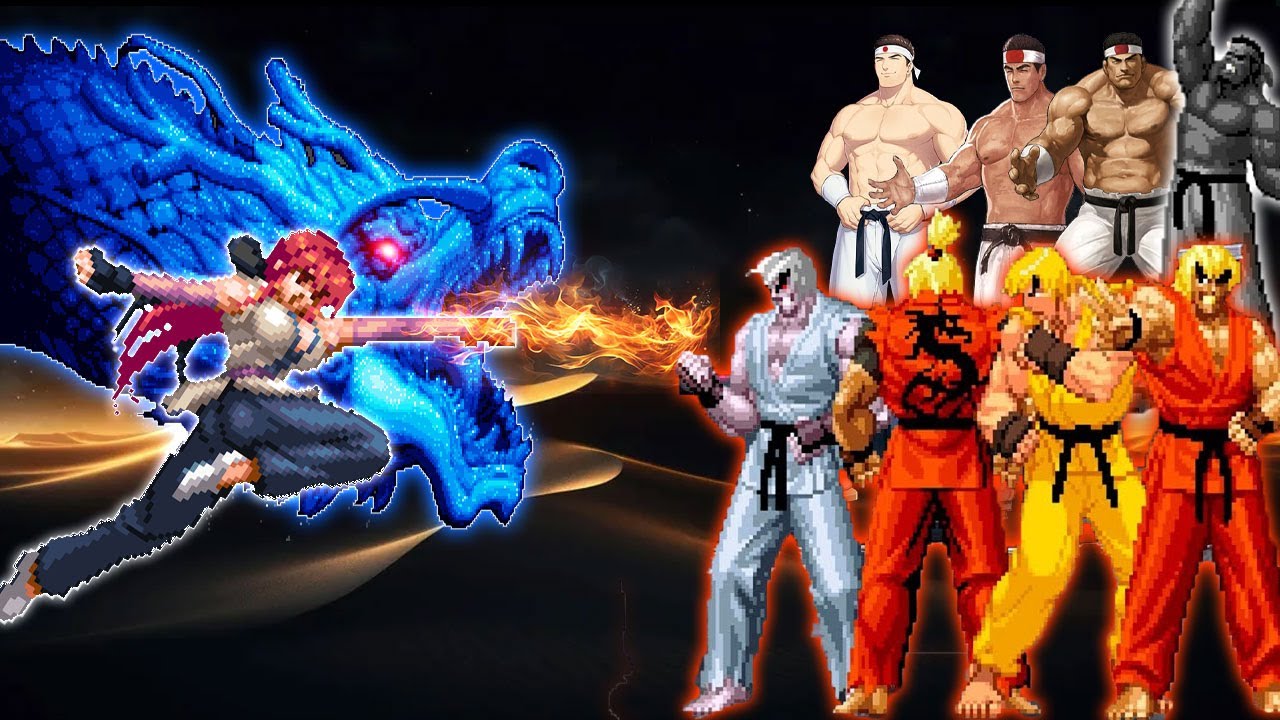 [Mugen KOF] Kung Fu Girl  Kaoru vs Lord Igniz, Element Team, Orochi Iori Team