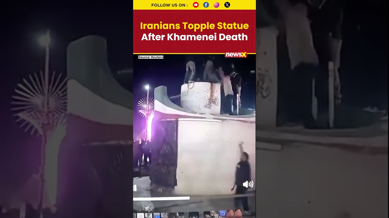 Iranians Topple Statue Amid Celebrations After Reported Killing of Supreme Leader