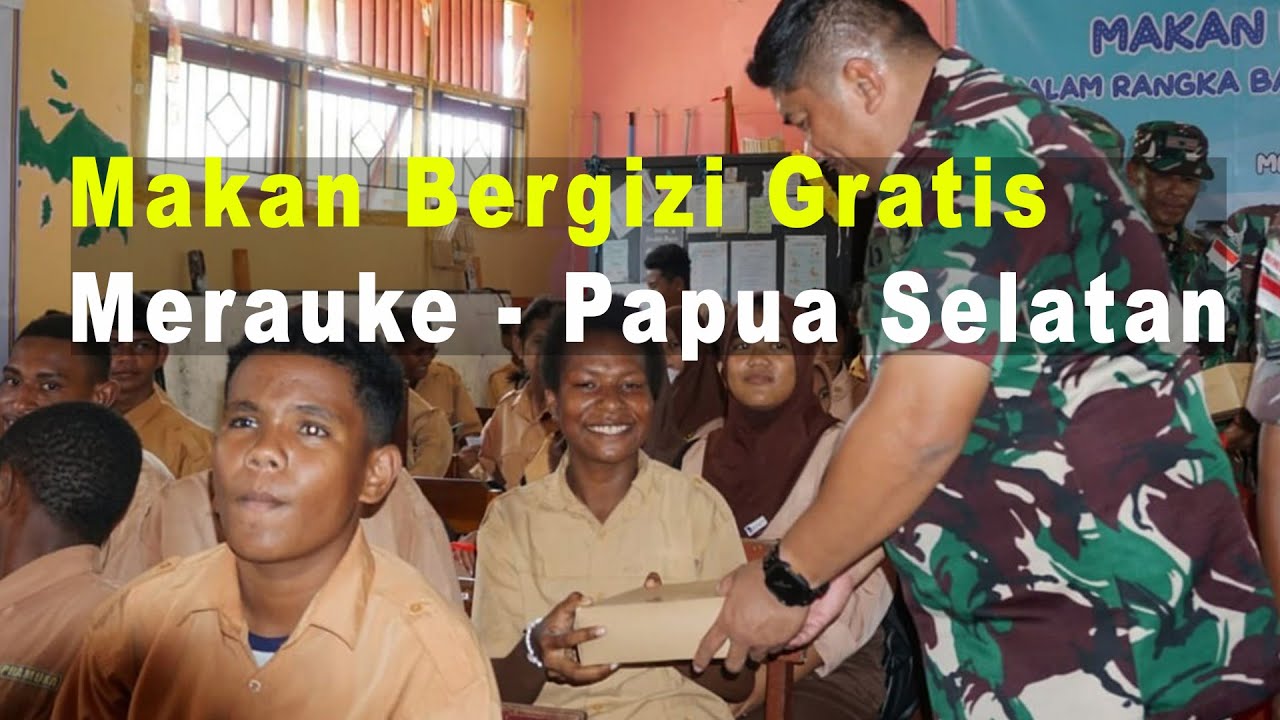 Kodim 1707/Merauke Berikan Makan Bergizi Gratis Pada SMP Negeri Buti Kabupaten Merauke   Papua Selat